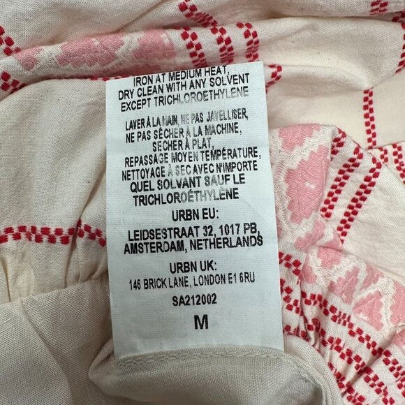 New Anthropologie Raisa A Line Striped High Low Embroidered Pleated Midi Skirt M - Picture 10 of 11